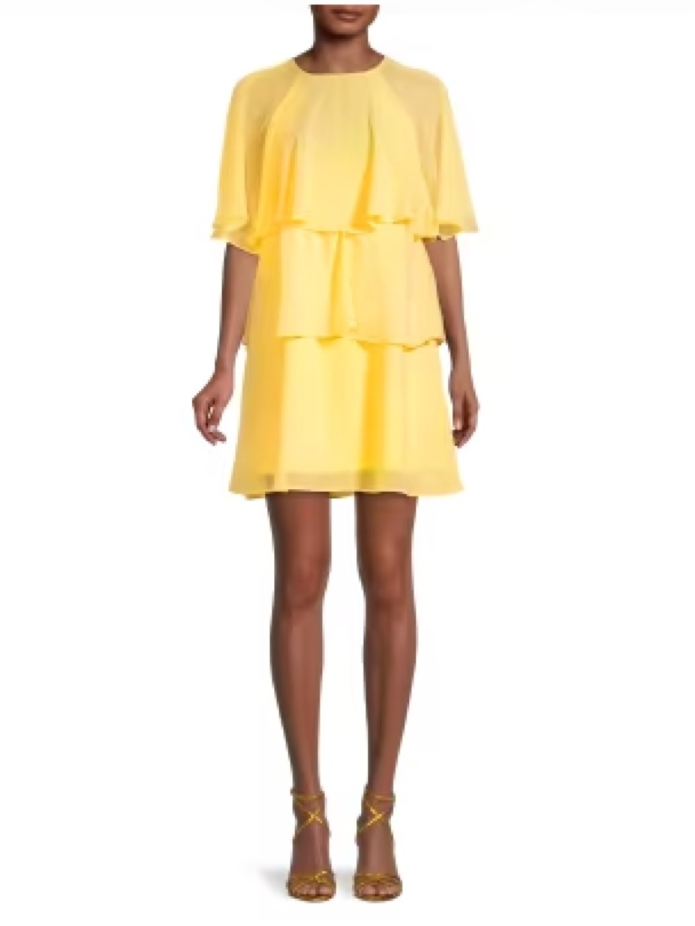 NWT Tash + Sophie Ruffle Tiered Mini Dress Yellow Size M